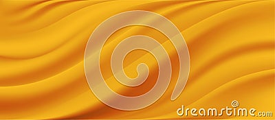 The luxury of gold fabric texture background.Closeup of rippled gold silk fabric. Vector Illustration